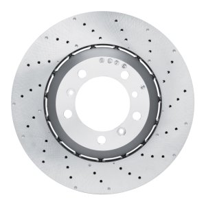 Porsche 911 Brake Rotor (1) - Right Rear - R1 Concepts - Drilled Carbon Alloy GeoMET - `10-`11